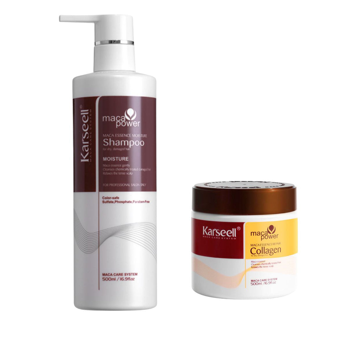 KIT DÚO HIDRATACIÓN Y REPARACIÓN KARSEELL  SHAMPOO + MÁSCARA 500 ML