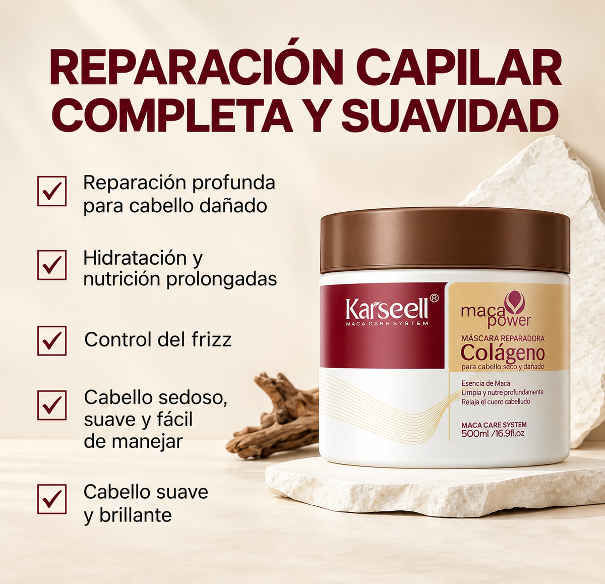 MÁSCARA RECONSTRUCTORA DE MACA Y COLÁGENO KARSEELL 500 ML