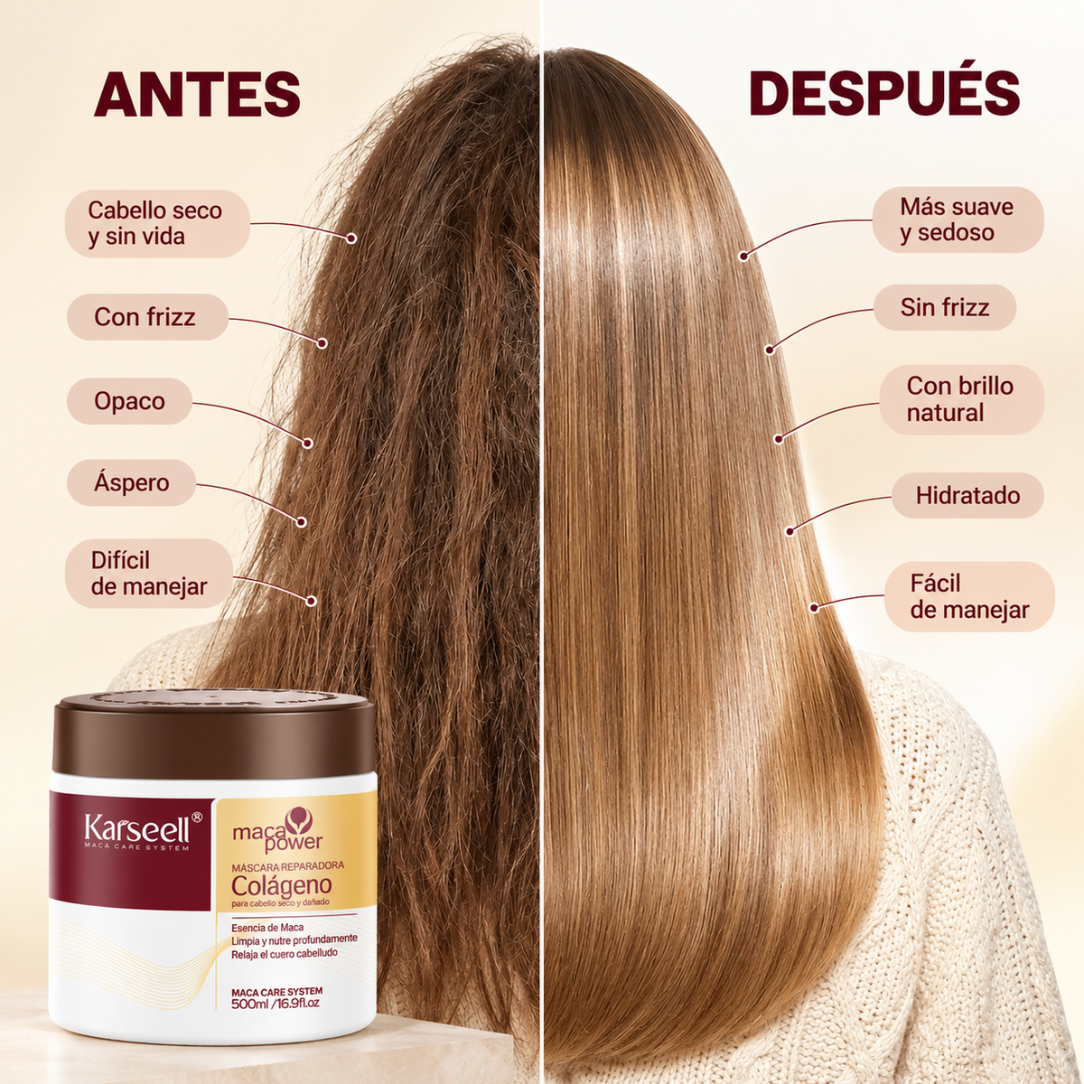 MÁSCARA RECONSTRUCTORA DE MACA Y COLÁGENO KARSEELL 500 ML