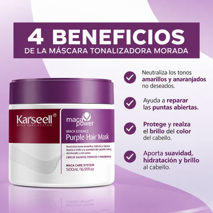 MÁSCARA MORADA TONALIZADORA KARSEELL PARA RUBIOS Y CABELLOS SILVER 500 ML