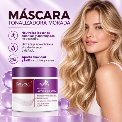 MÁSCARA MORADA TONALIZADORA KARSEELL PARA RUBIOS Y CABELLOS SILVER 500 ML